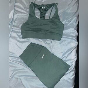 AYBL Green Leggings and Sports Bra Set